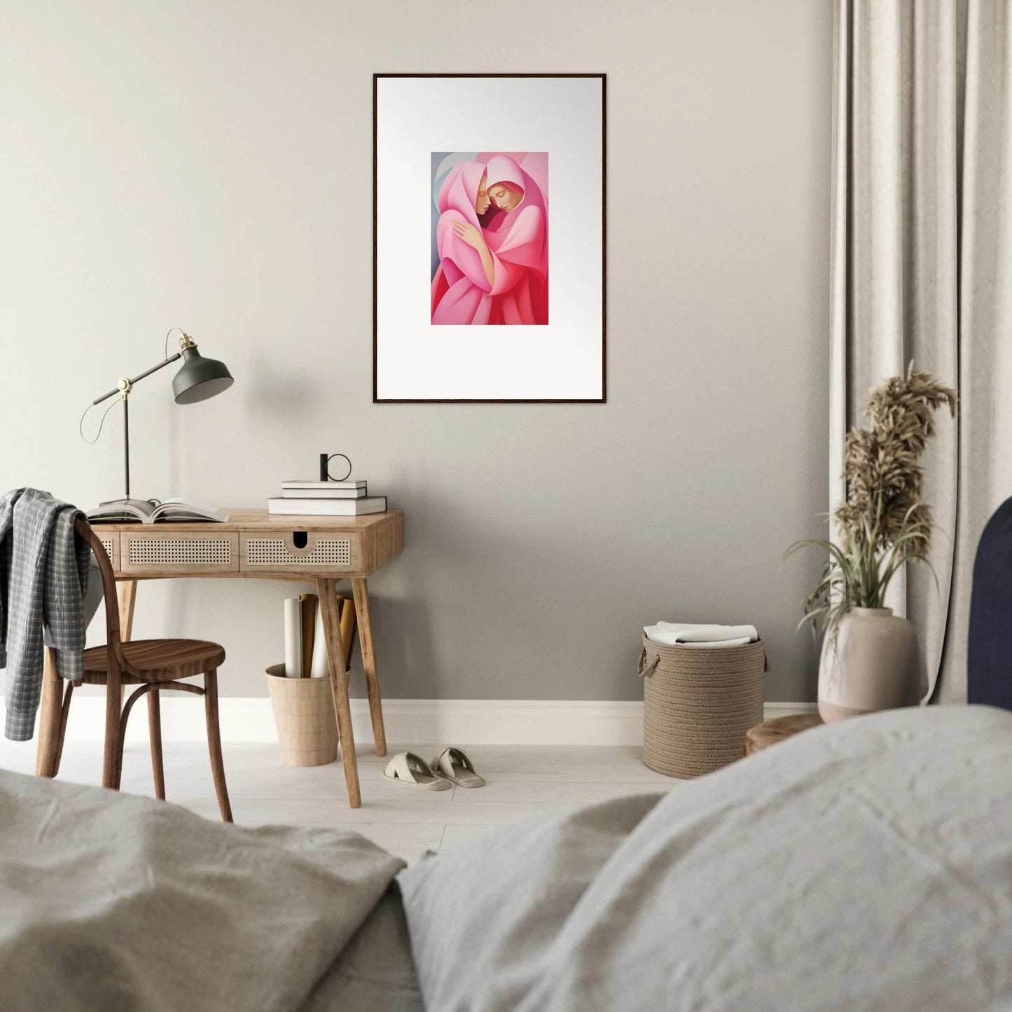 Vibrant pink flower close-up in Glimmer Verse Tapestry for stylish room decoration