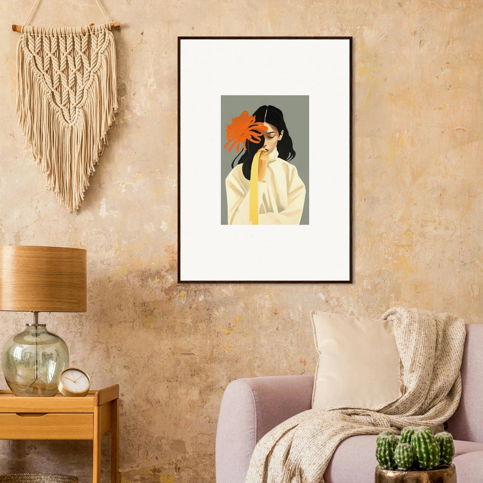 Framed canvas print of a person holding an orange object for dreams eternity room decoration