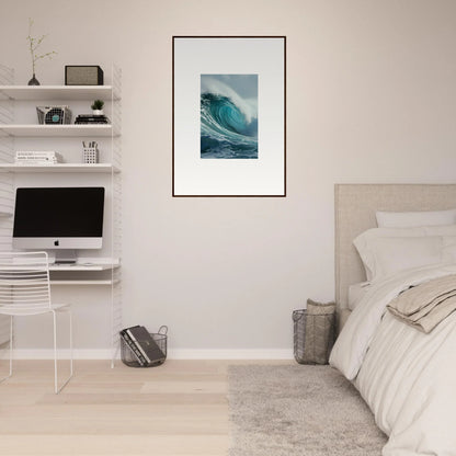 Framed wall art of a cresting ocean wave for stylish room decoration in Whispering Oceans