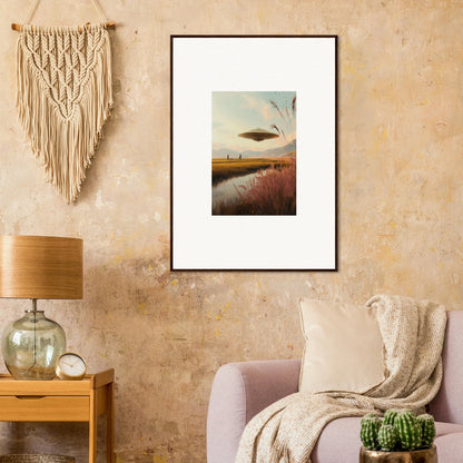 Framed wall art of Floating Meadow Raindancers in a surreal landscape scene