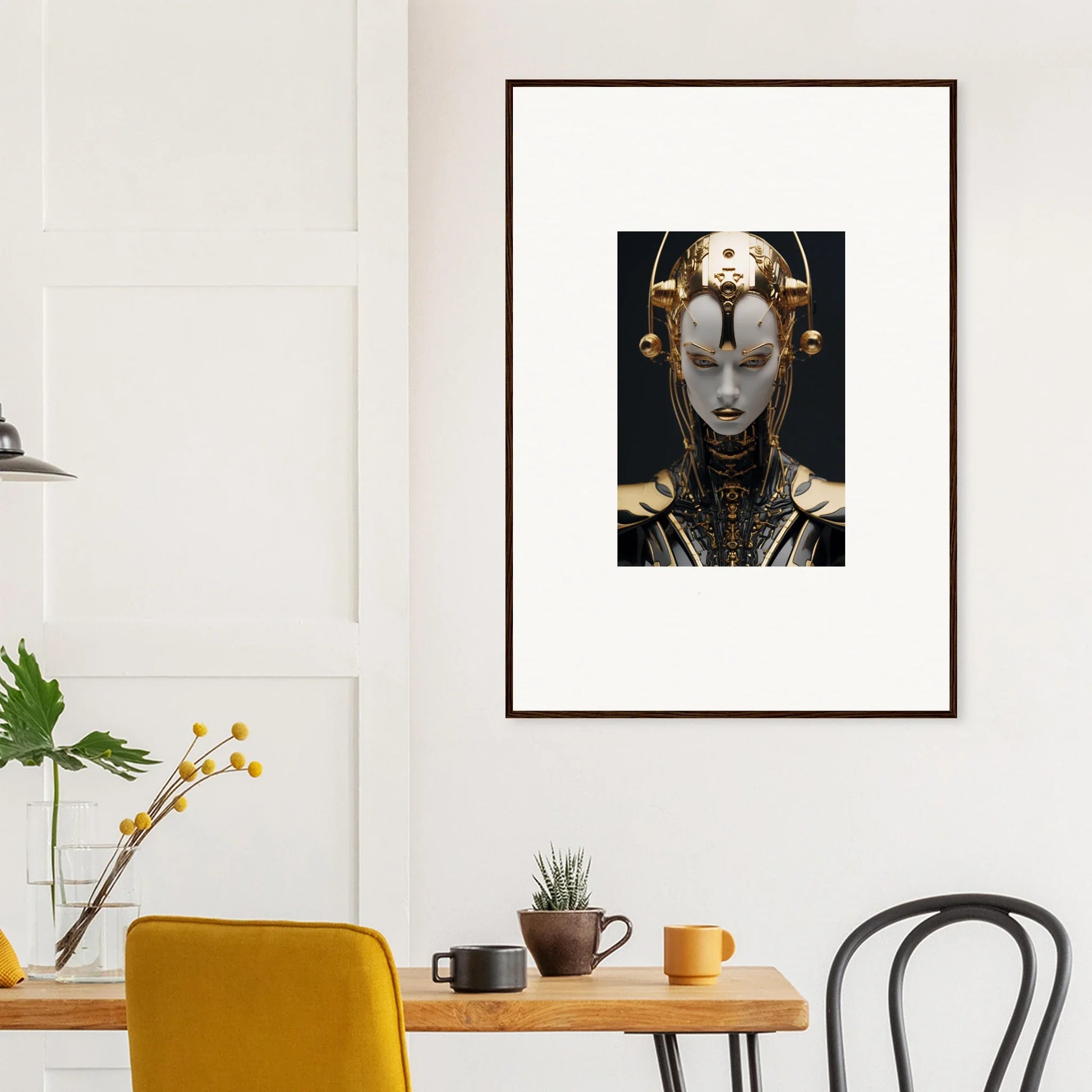 Futuristic metallic humanoid art piece perfect for room decoration or canvas print