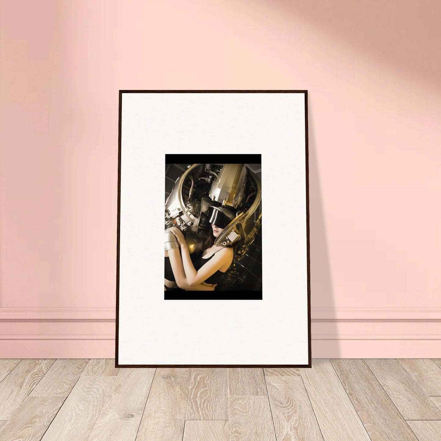 Framed photograph of a person with champagne, perfect for room decoration or wall art