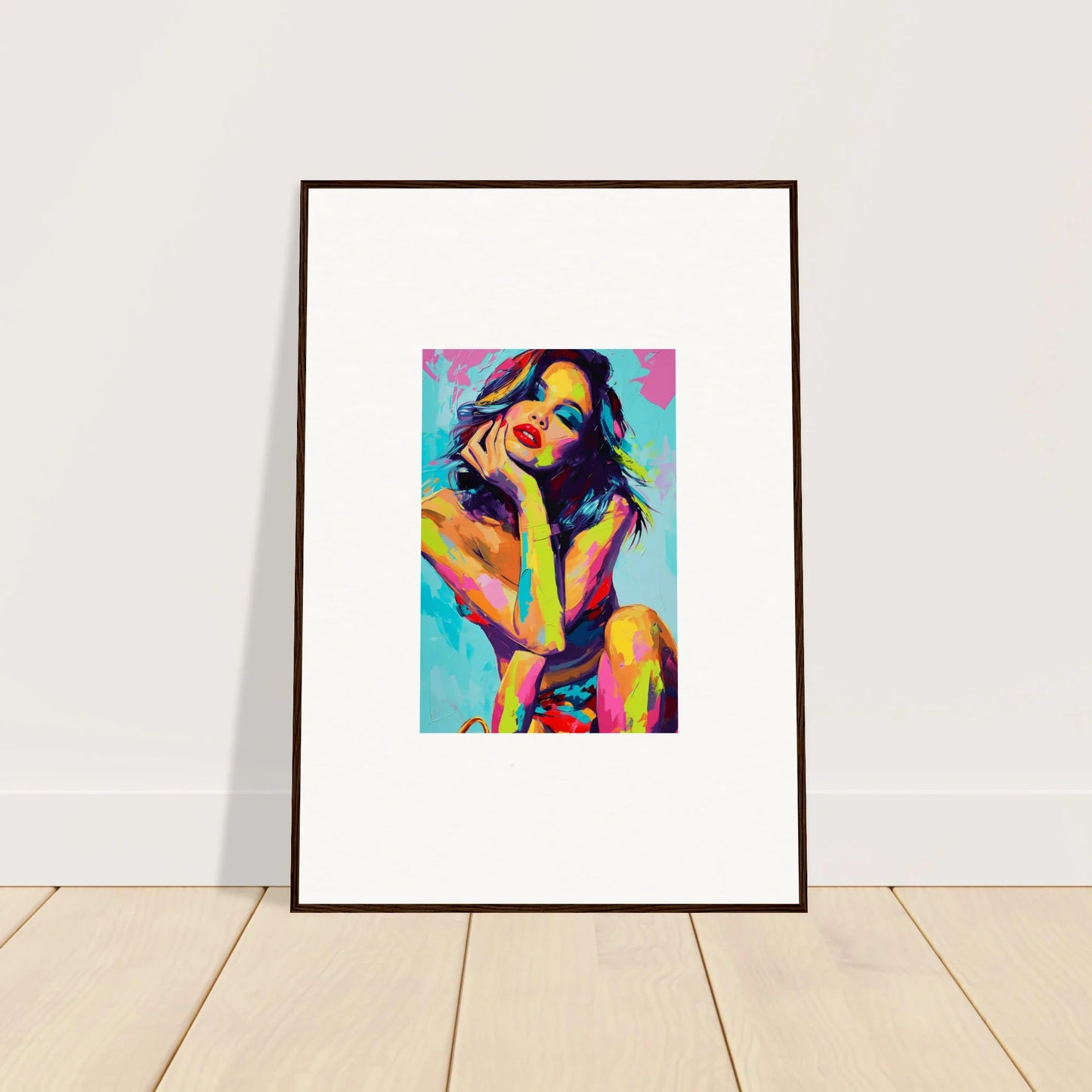 Framed colorful canvas print of a daydream muse for stylish room decoration