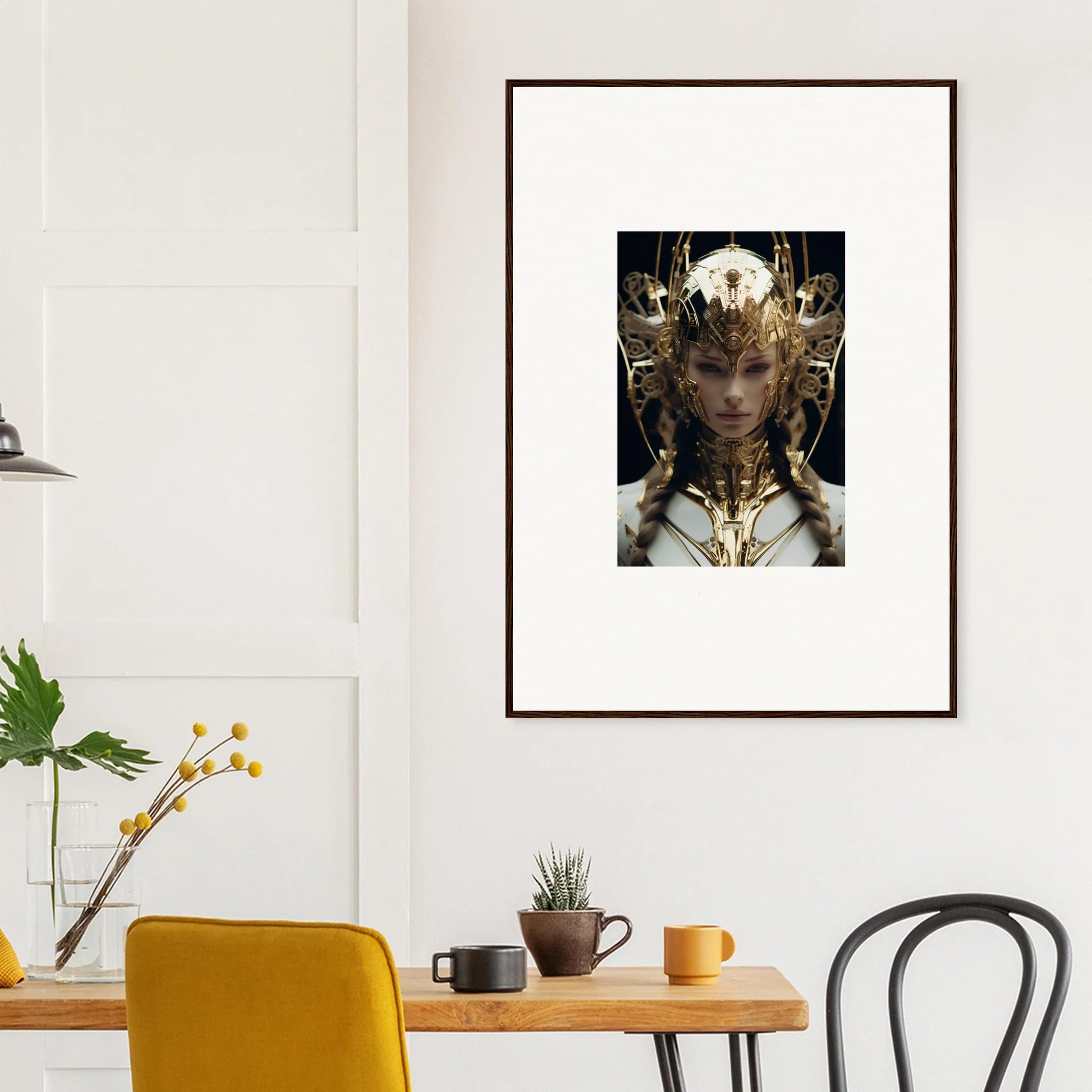 Framed artwork of Future Opulence Rewoven with ornate golden elements and an ethereal vibe