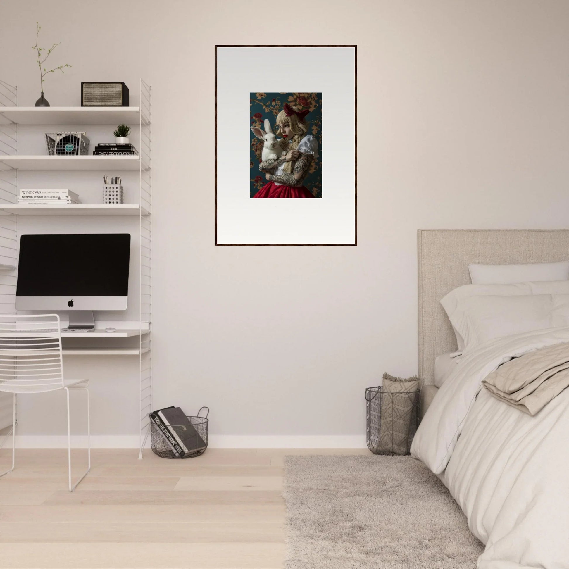 Framed classical canvas print of figures striking a pose for room decoration rabbit dreams