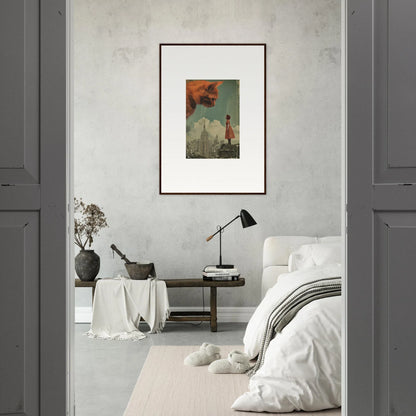 Framed wall art of a fox-like creature and lighthouse in Giants Gaze for unique room decor