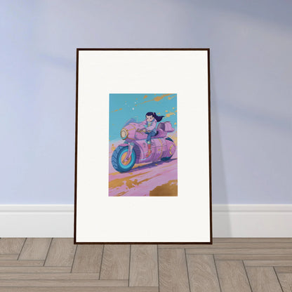 Colorful canvas print of a person on a motorcycle for cool room decoration, Paintfall Venture