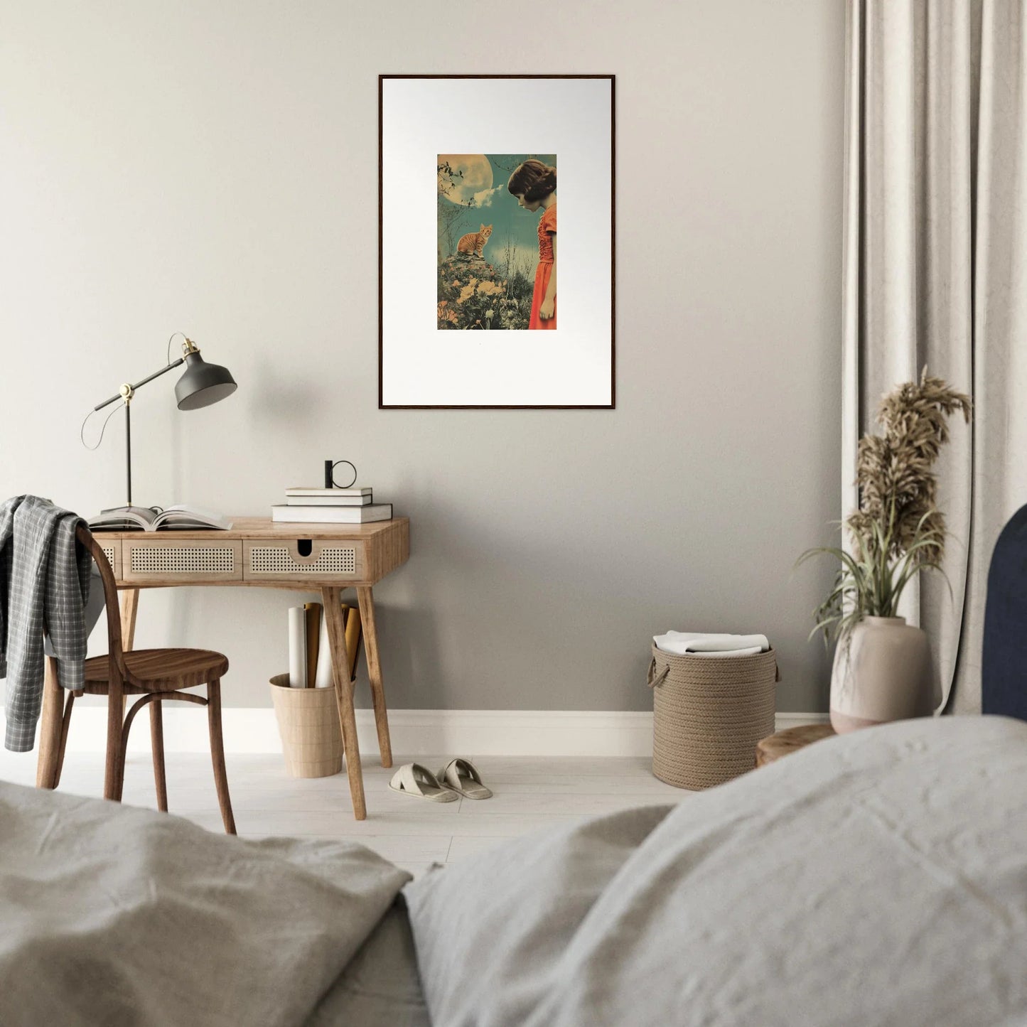 Framed Lunar Whimsy Reverie canvas print adds color and charm to any room decoration