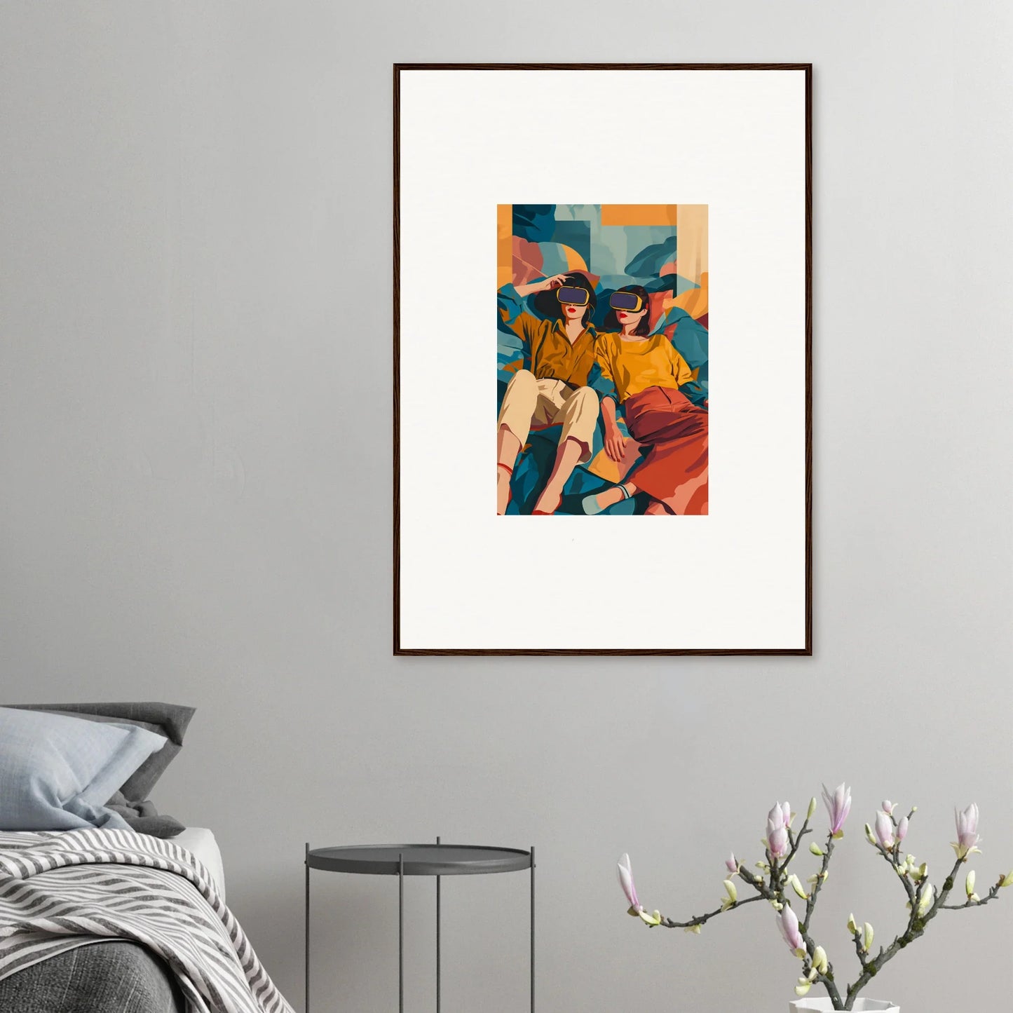 Colorful canvas print of Cosmic Lovers Reve for unique room decoration