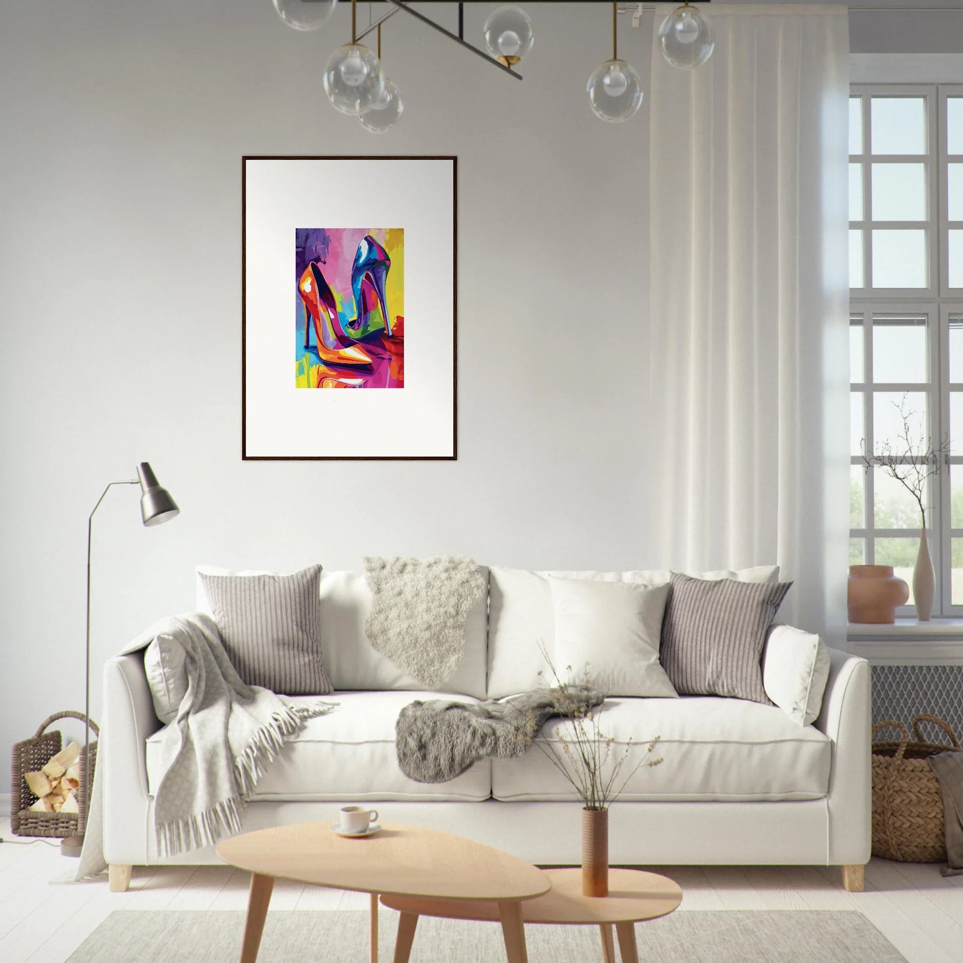 Colorful abstract wall art canvas print called Technicolor Ascânda for chic room decoration