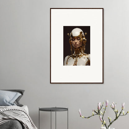 Framed canvas print of a futuristic figure for unique room decoration and cool wall art