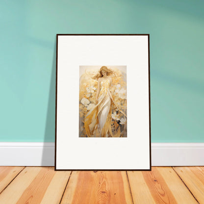 Framed canvas print of a woman in a flowy dress with whispering petals for room decoration