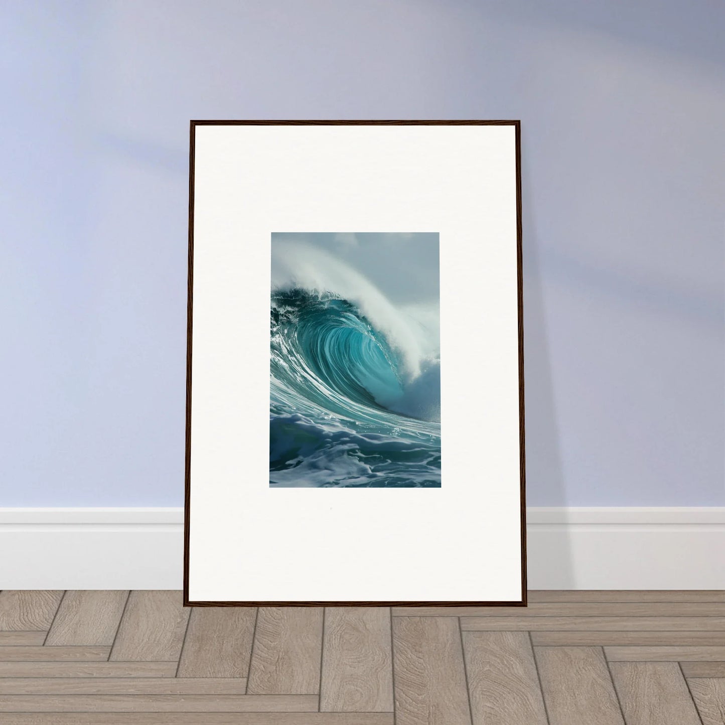 Framed wall art of a fierce ocean wave for stunning room decoration