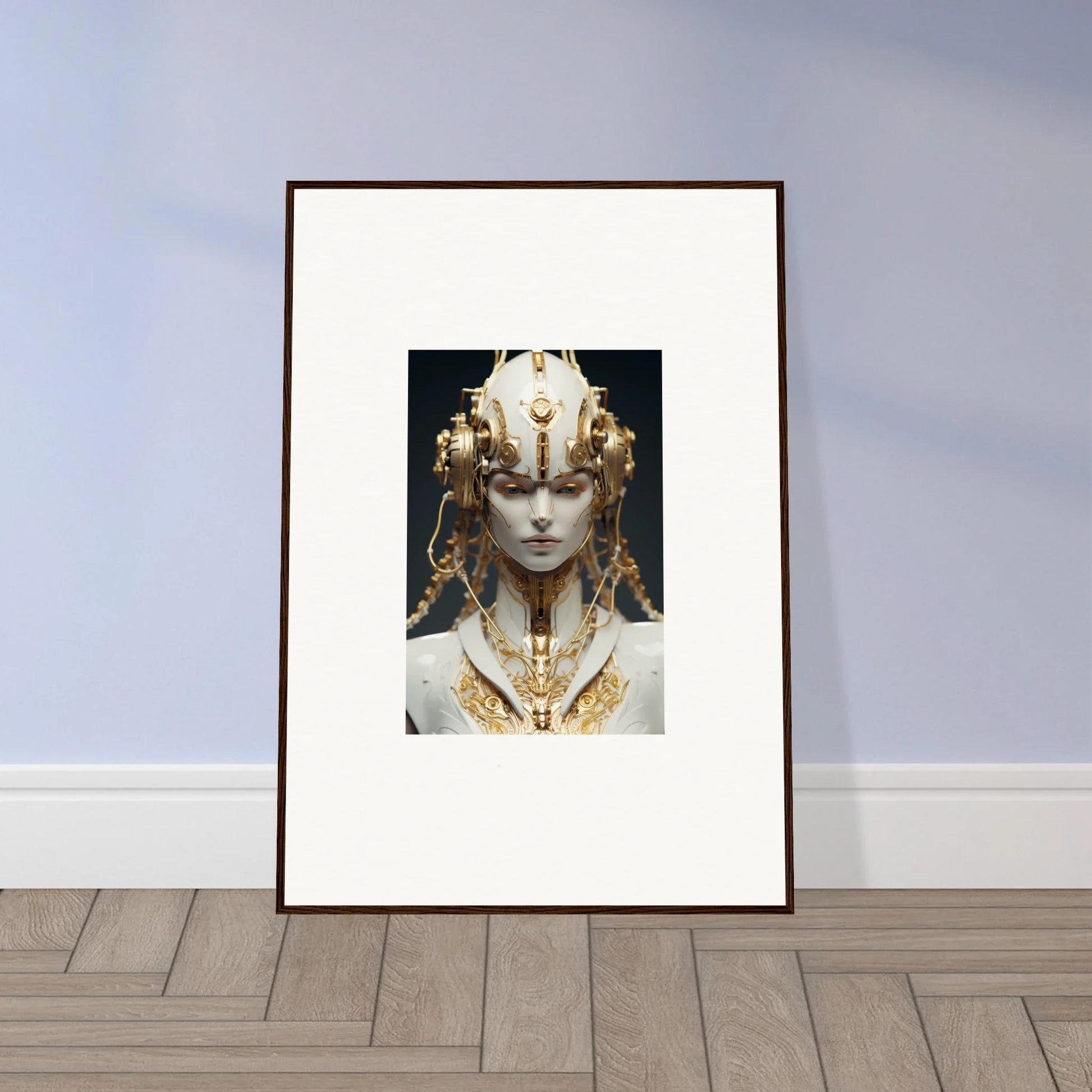 Ornate golden Egyptian bust canvas print for stylish room decoration and flux radiance