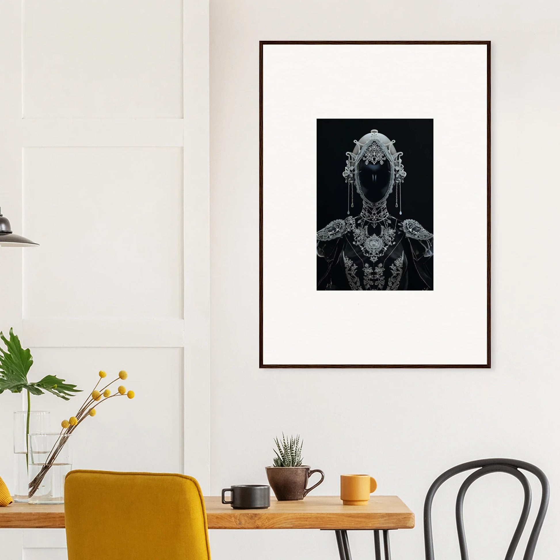 Framed black and white canvas print of a Nebulae Princess for unique room decoration