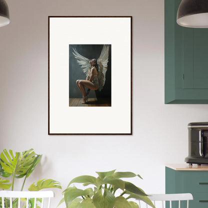 Framed artwork of a winged figure on white, part of Heavenly Weakened Psalms collection