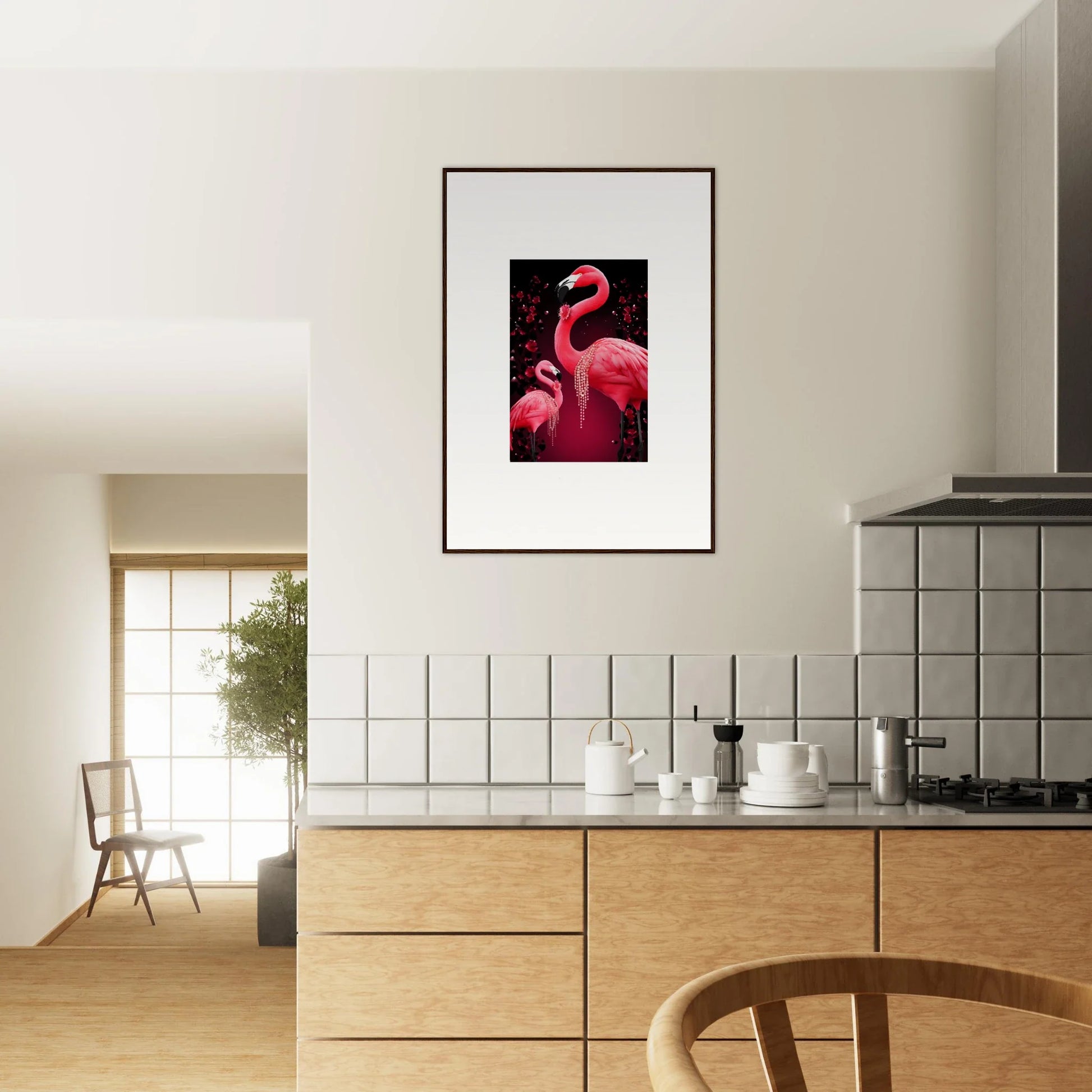 Vibrant pink flamingo wall art for stylish room decoration and canvas print lovers