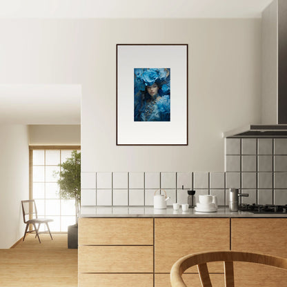 Framed canvas print of a blue symphony portrait, perfect for stylish room decoration