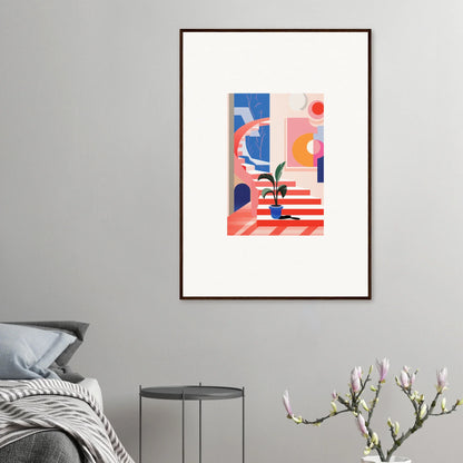 Abstract geometric artwork in a colorful canvas print for quantum gardens room decoration