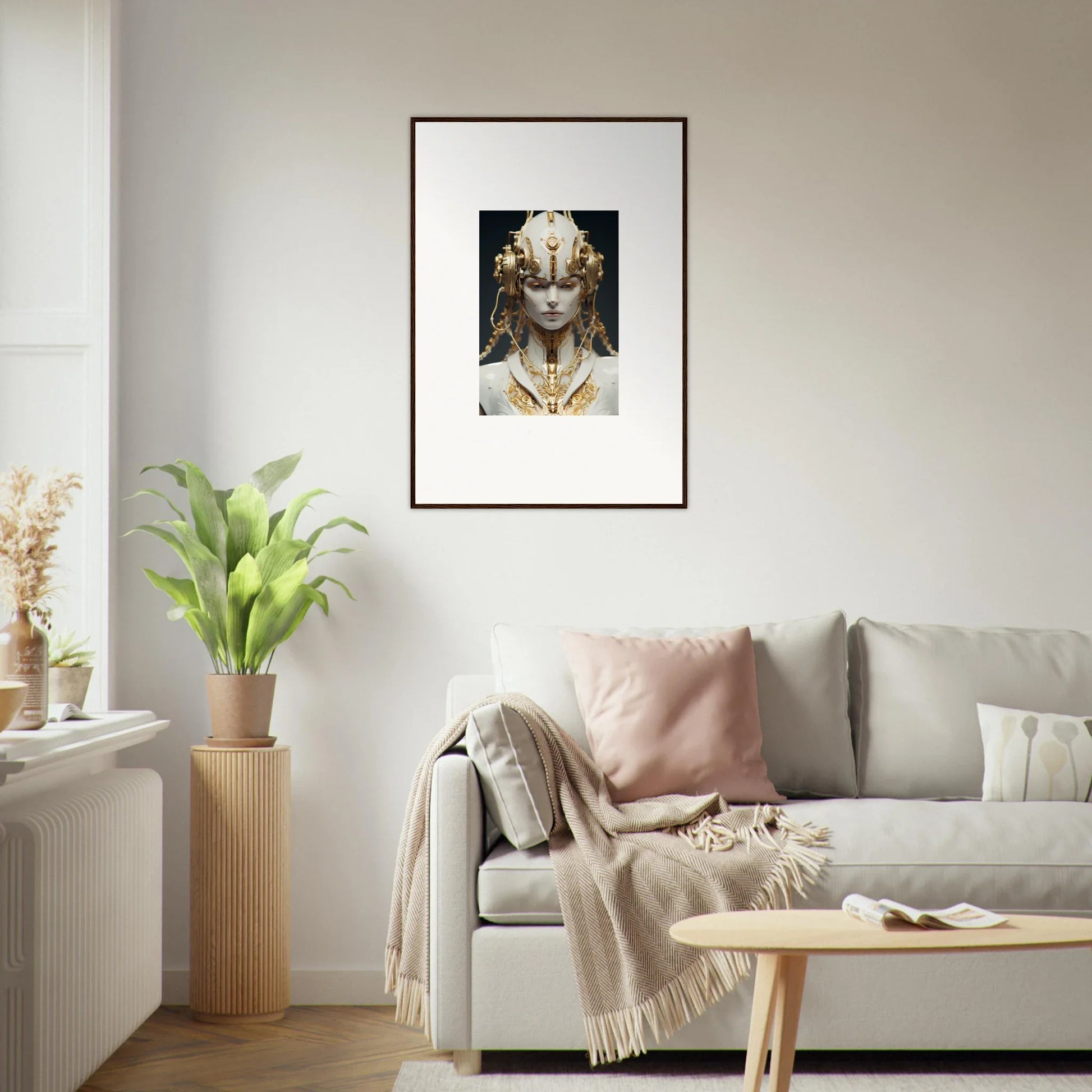 Framed canvas print of an ancient Egyptian bust for stylish room decoration