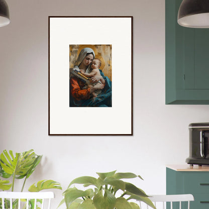 Framed painting of a woman with a baby, perfect for room decoration or wall art