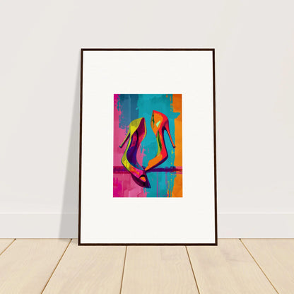 Colorful abstract canvas print of high-heeled shoes for stylish room decoration