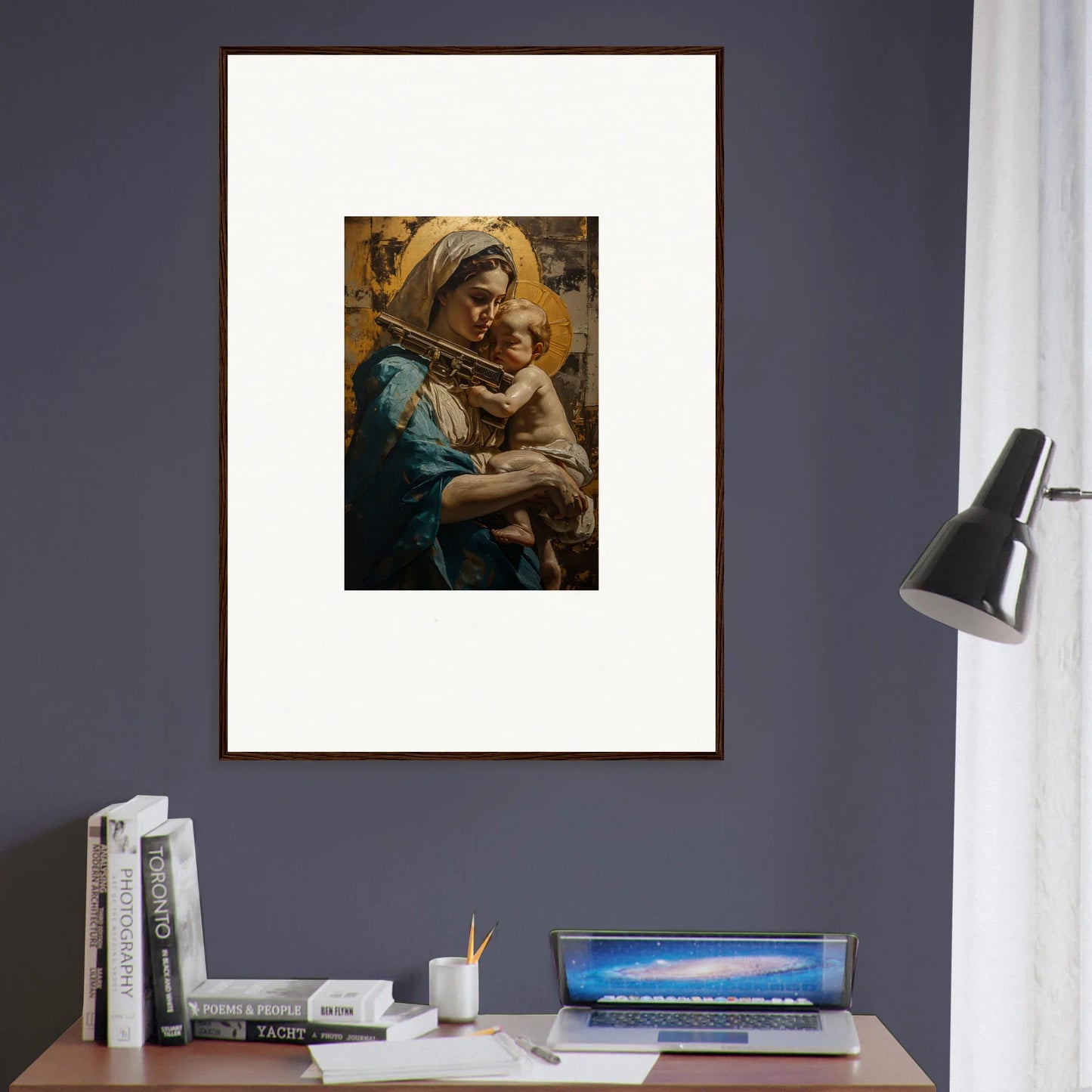 Framed canvas print of a woman and child, perfect for loving sentinence room decoration