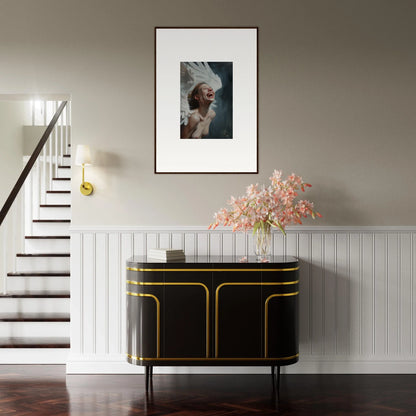 Elegant black and gold sideboard, perfect for room decoration with Ecstasy Mosaic canvas print