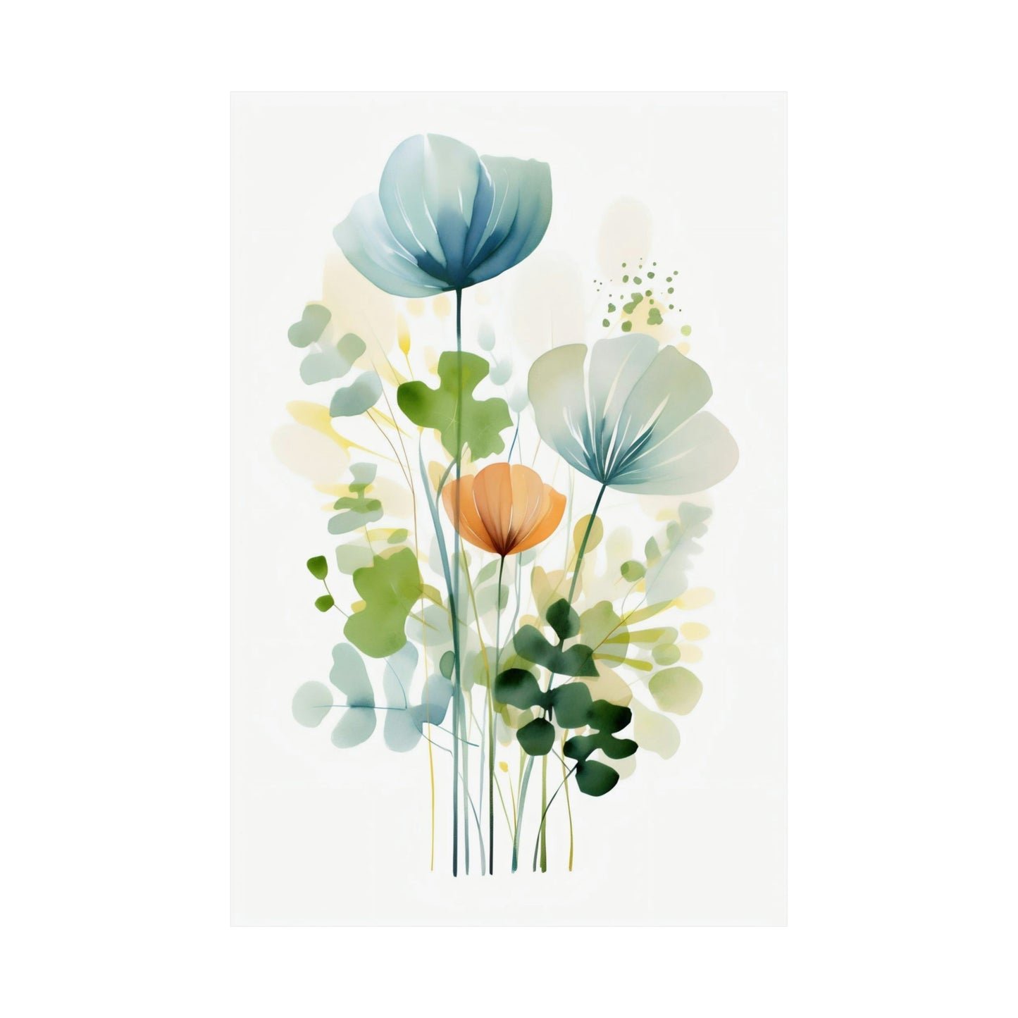 A watercolor painting of blue flowers