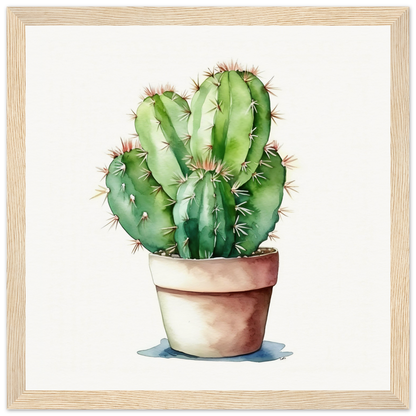 A watercolor painting of Cactus A The Oracle Windows™ Collection in a pot that transforms your space.