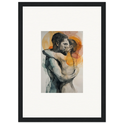 Watercolor painting of an embracing couple, perfect for morning dichotomy room decor