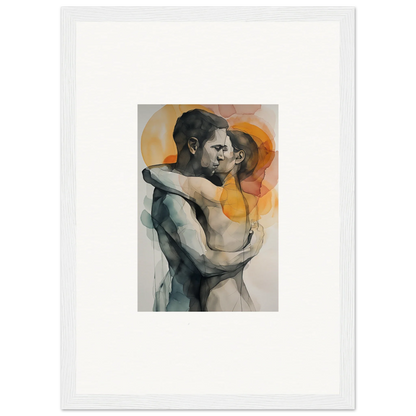 Watercolor painting of embracing couple, perfect for morning dichotomy room decor