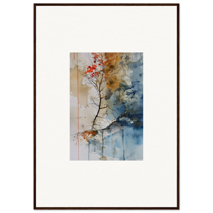 Watercolor painting of red blossoms on a branch, perfect for Spectrum Spoon room decor