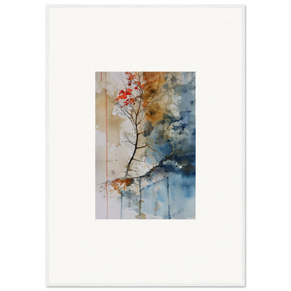 Watercolor painting of red blossoms on a branch, perfect for Spectrum Spoon room decor