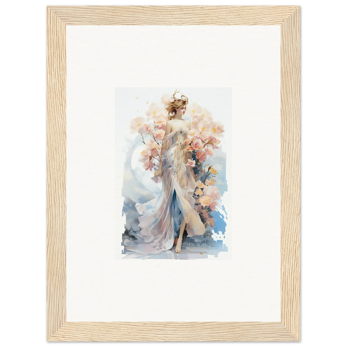 Watercolor painting of an ethereal female figure for Blush Mirage room decor