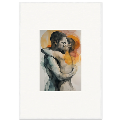 Watercolor painting of two figures embracing, perfect for morning dichotomy room decor