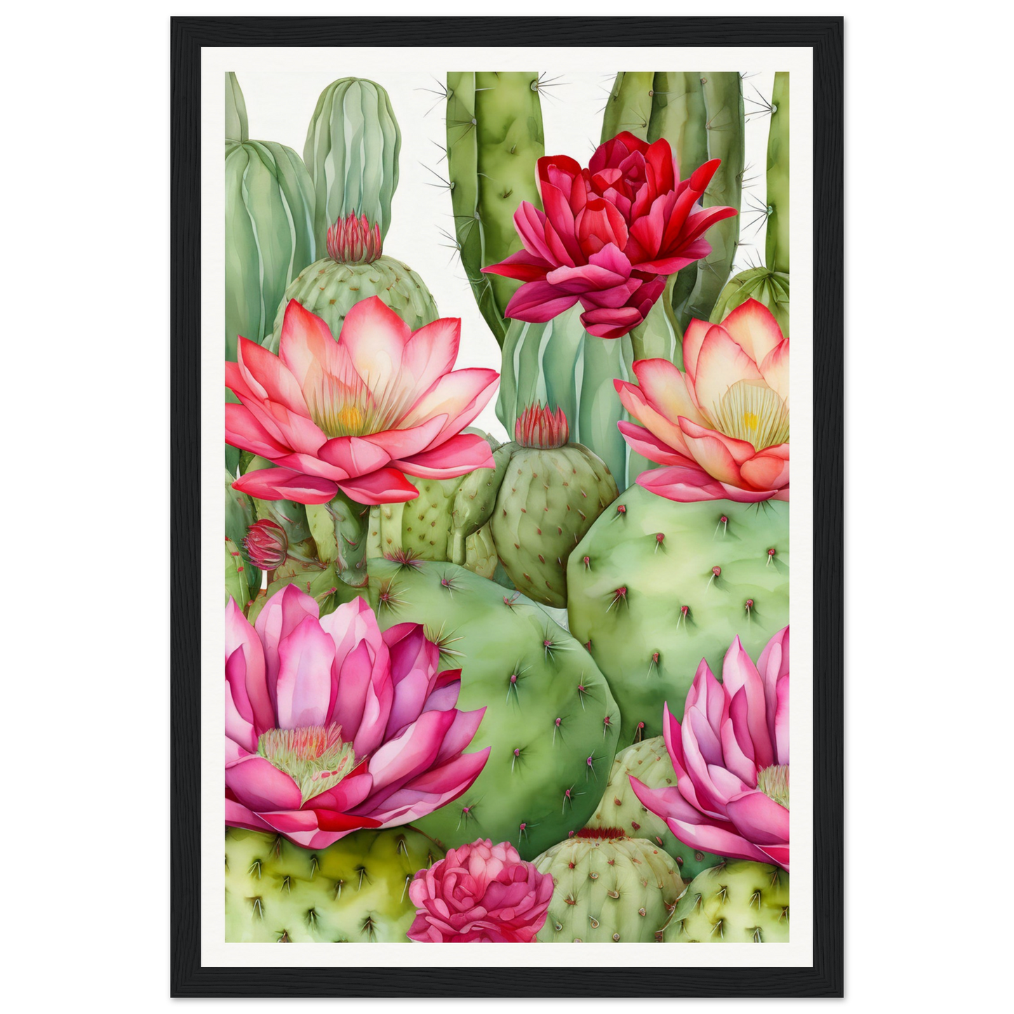 A framed print of Cactuses And Flowers The Oracle Windows™ Collection, perfect for transforming your space.