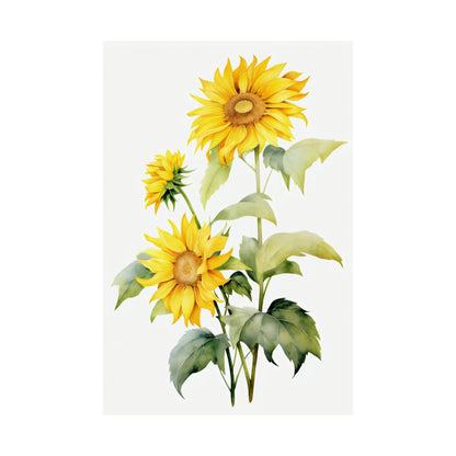 A watercolor painting of sunflowers