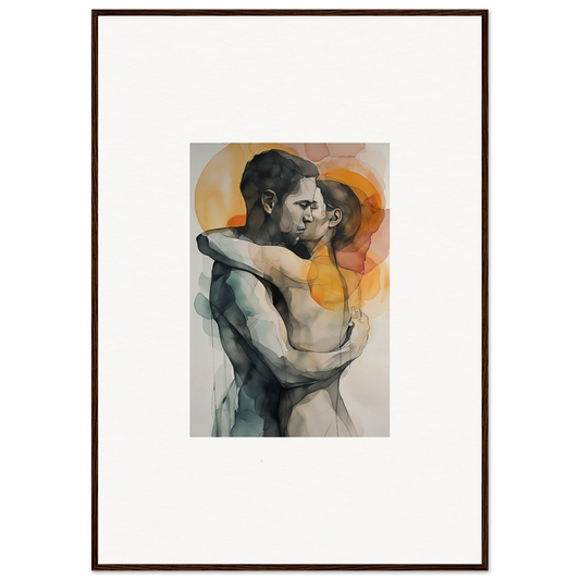 Watercolor painting of embracing figures, perfect for morning dichotomy room decor