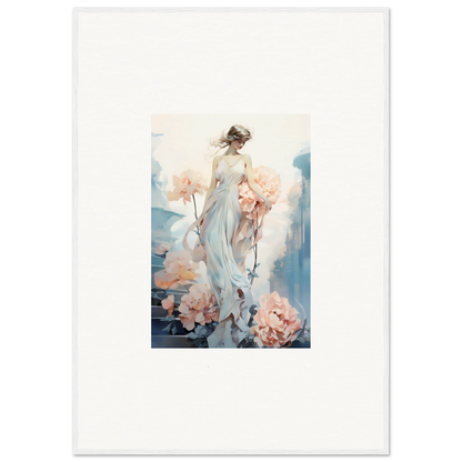 Watercolor painting of a woman in a flowing dress for Floral Ballet room decor