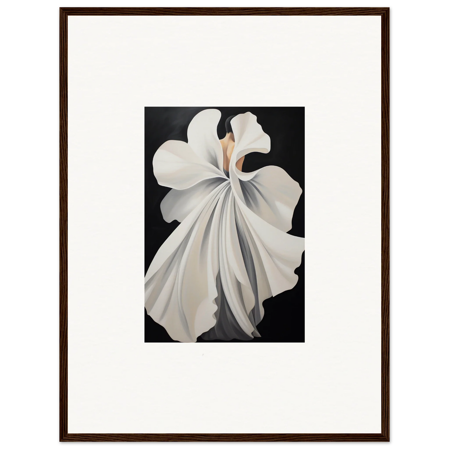 White flower with delicate petals on dark background for canvas waves room decor