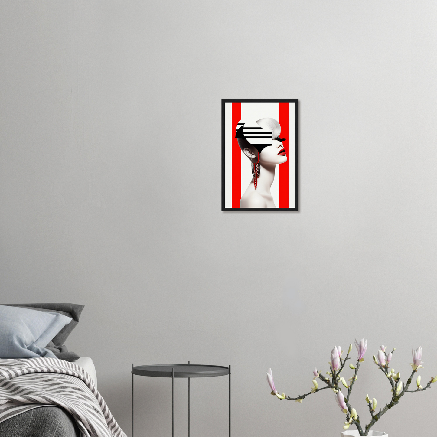 A high-quality Deep Dive The Oracle Windows™ Collection for my wall featuring a portrait of a woman with red and white stripes on her face. This artwork will transform your space.