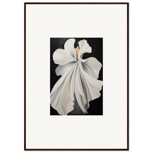 White lily flower with delicate petals enhancing canvas waves framed wall art for room decor