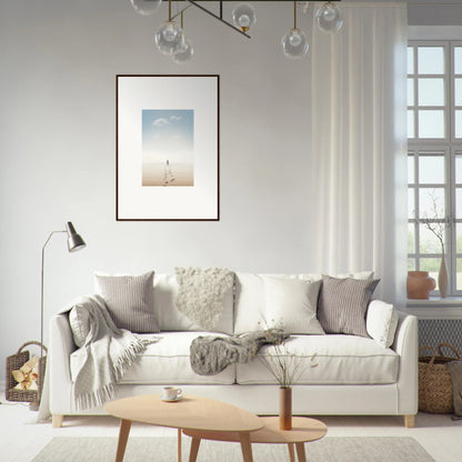 White sofa with gray pillows and blankets for a cozy, stylish room decor with entwined nostalgia