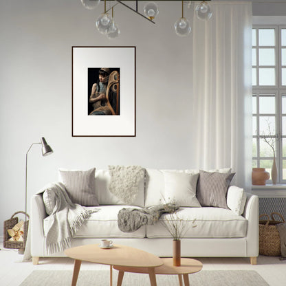 White sofa with velvet fantasia throw pillows, ideal for stylish room decor