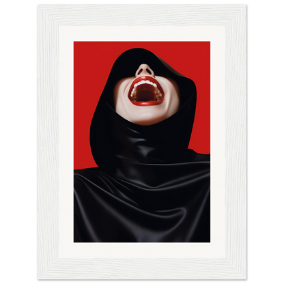 A woman in a black hoodie with her mouth open