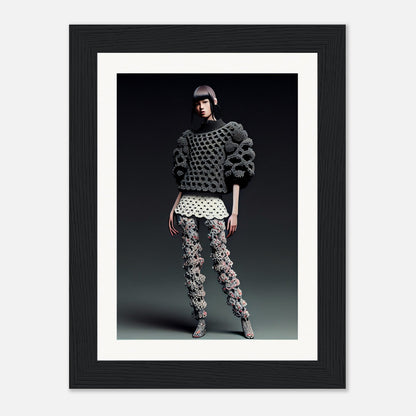 A black framed print of a woman in a Crochet Addict Anonymous C The Oracle Windows™ Collection is a high-quality, AI-generated art that can transform your space.