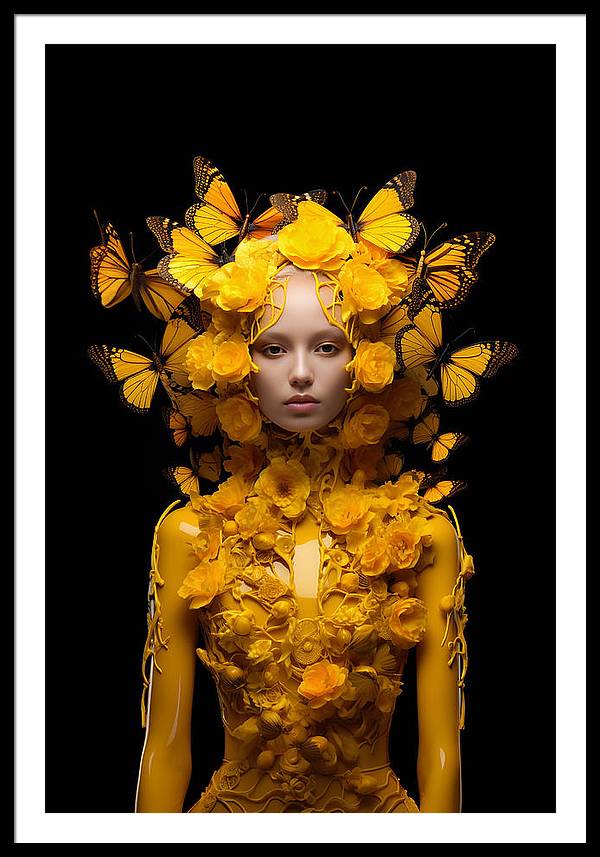 Flowers in your head - framed print - 32 x 48 / black /
