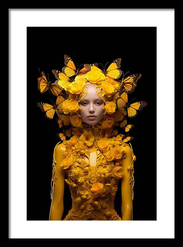 Flowers in your head - framed print - 13.5 x 20 / black /