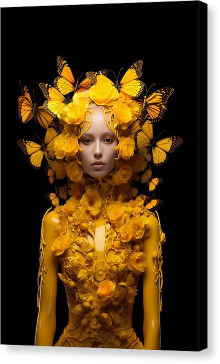 Flowers in your head - canvas print - 6.5 x 10 / black /